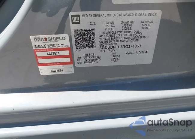 3GCUDFEL7RG174863: 43136773