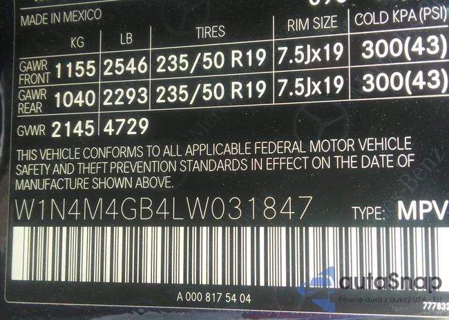 W1N4M4GB4LW031847: 43136842