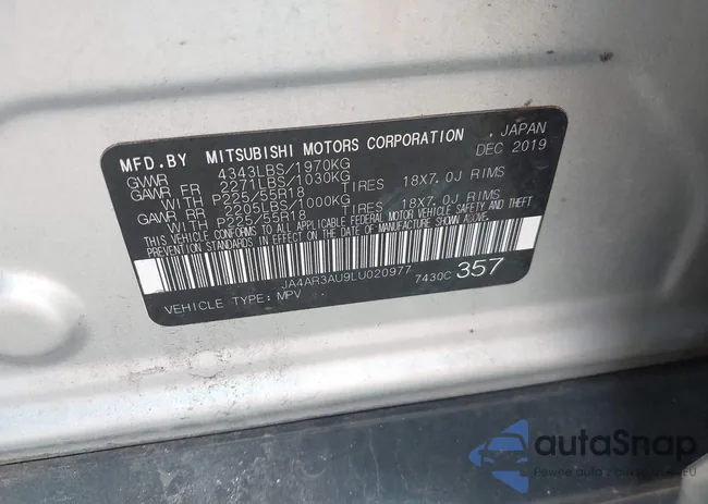 JA4AR3AU9LU020977: 43136861