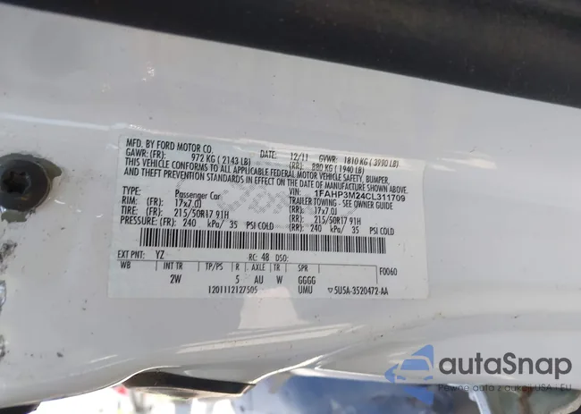 1FAHP3M24CL311709: 43136927