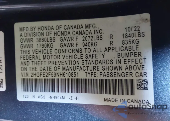 2HGFE2F59NH610851: 43136953