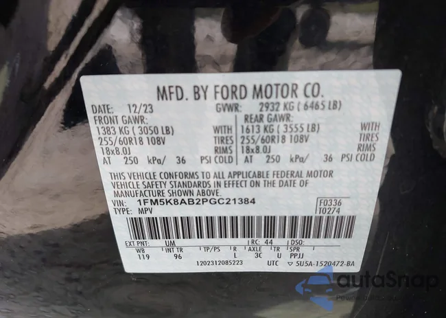 1FM5K8AB2PGC21384: 43136971