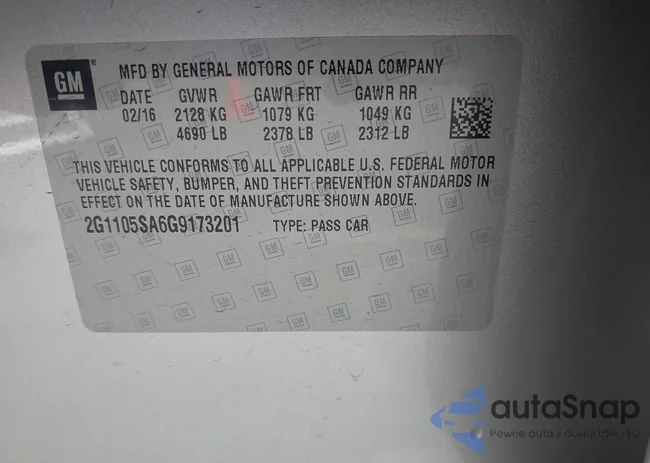 2G1105SA6G9173201: 43137013