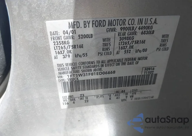 1FTSW31F81ED06668: 43138097