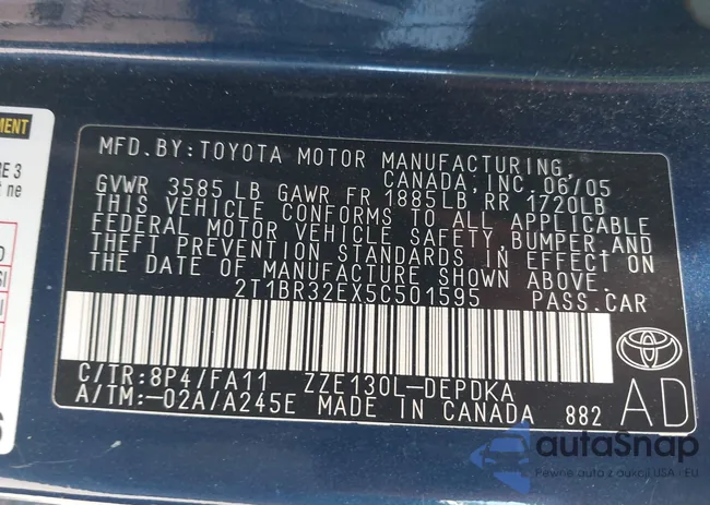 2T1BR32EX5C501595: 43138232