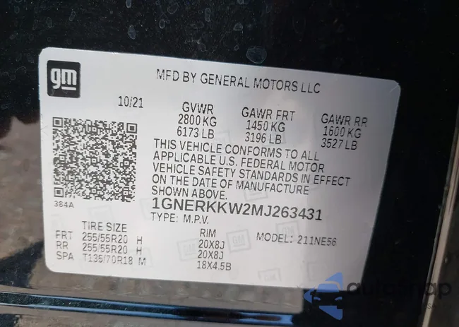 1GNERKKW2MJ263431: 43138307