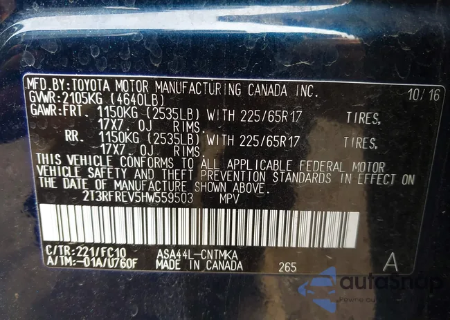 2T3RFREV5HW559503: 43138350