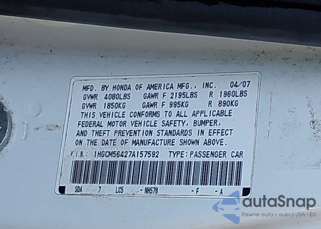 1HGCM56427A157592: 43138422