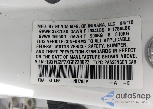 19XFC2F7XGE220023: 43138437