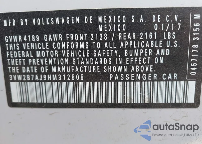 3VW2B7AJ9HM312505: 43138442