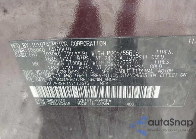 JTLZE4FE7A1110675: 43138533