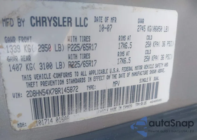 2D8HN54X78R145872: 43138577