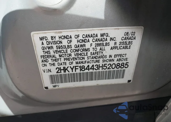 2HKYF18443H520885: 43137703