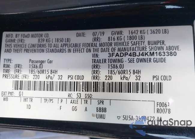 3FADP4BJ4KM163380: 43137705