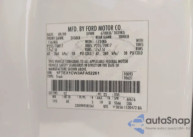 1FTEX1CW3AFA52261: 43137761