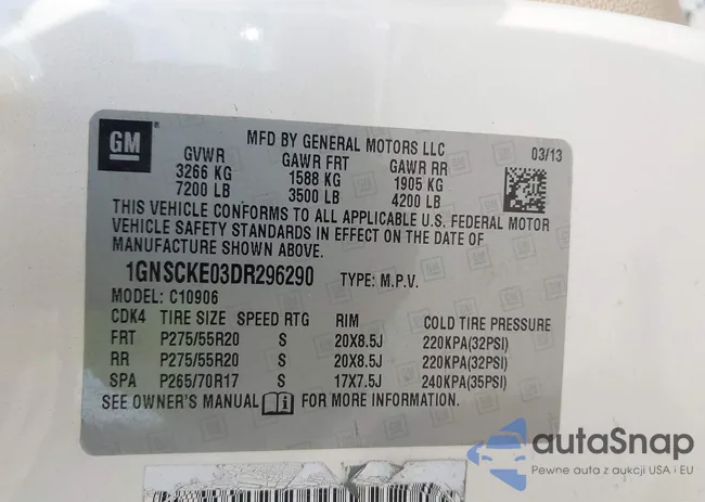 1GNSCKE03DR296290: 43137948