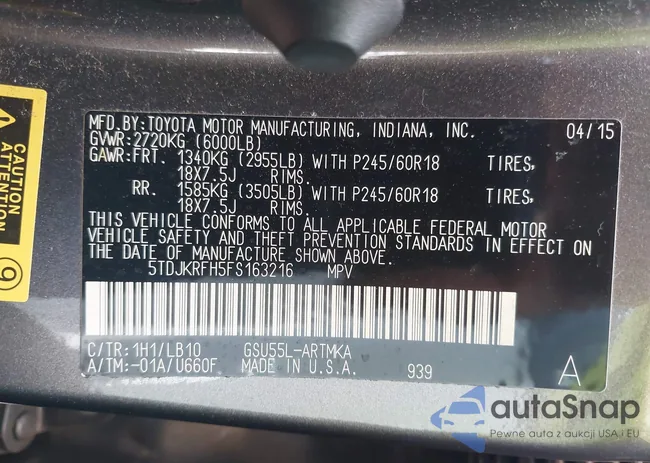 5TDJKRFH5FS163216: 43137961