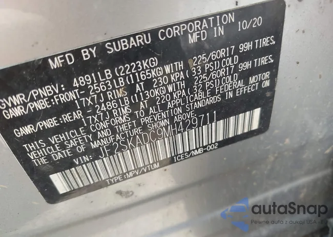 JF2SKADC9MH429711: 43138046