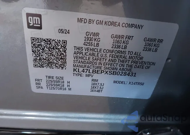 KL47LBEPXSB028431: 43138049