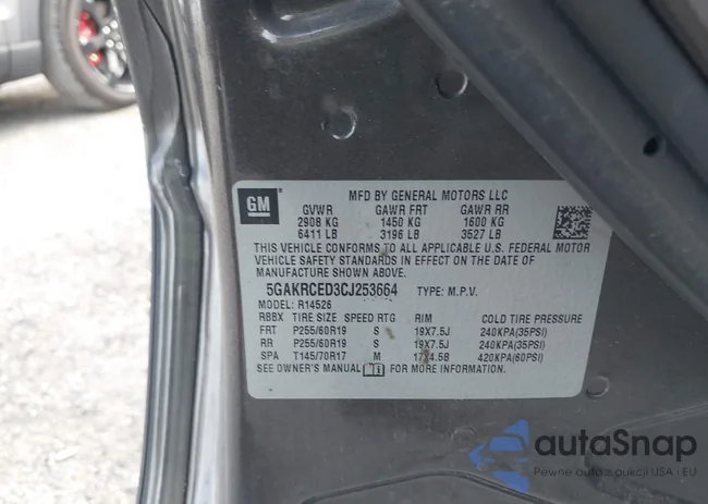 5GAKRCED3CJ253664: 43139073