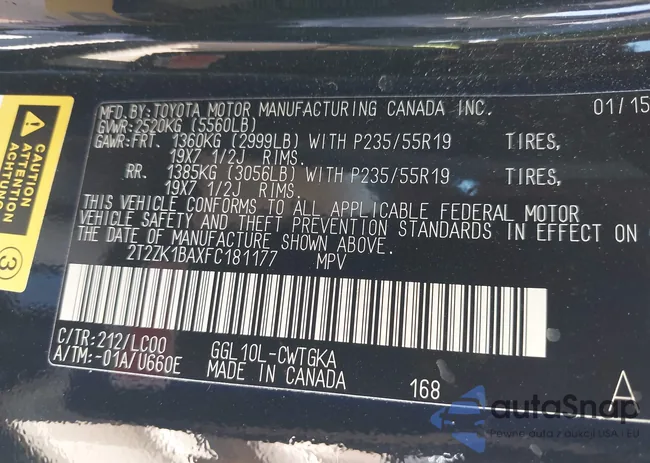 2T2ZK1BAXFC181177: 43139204