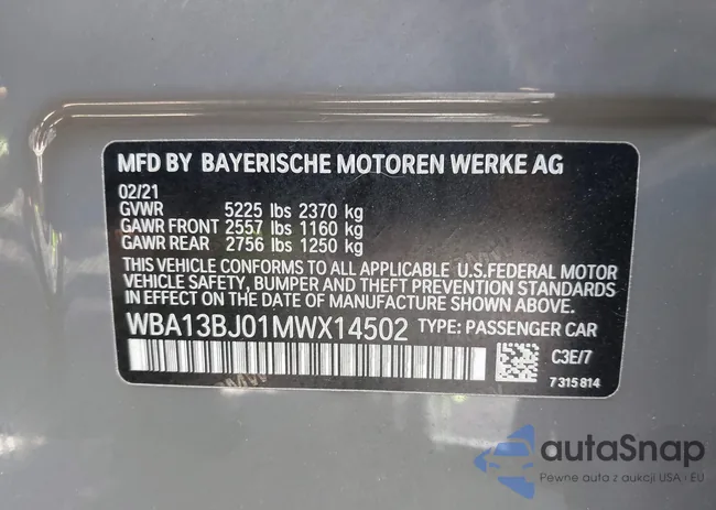 WBA13BJ01MWX14502: 43139366