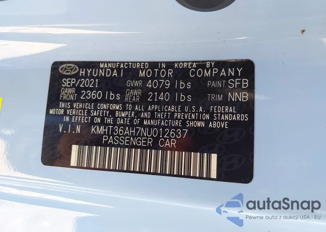 KMHT36AH7NU012637: 43139462