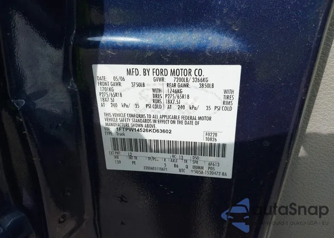 1FTPW14526KD63602: 43139517