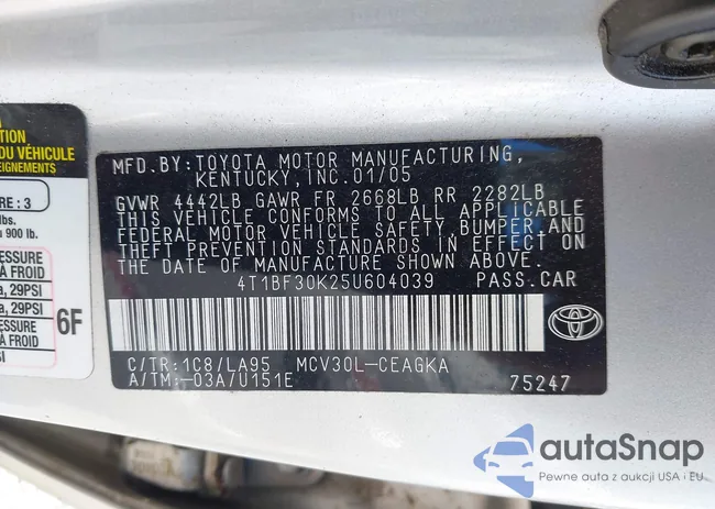 4T1BF30K25U604039: 43139598