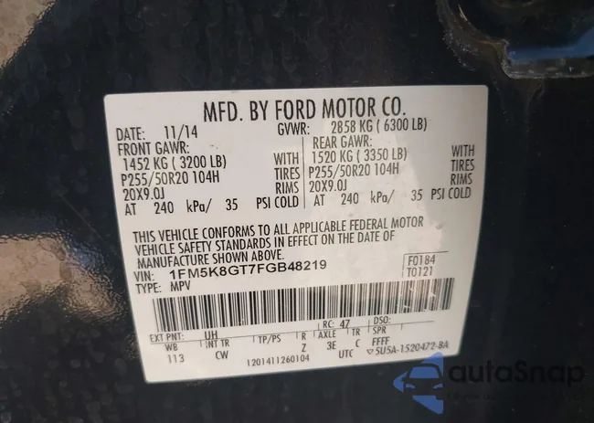 1FM5K8GT7FGB48219: 43139636