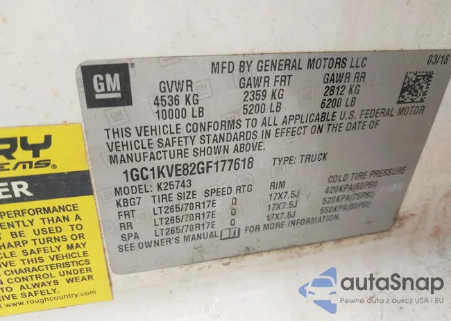 1GC1KVE82GF177618: 43138706