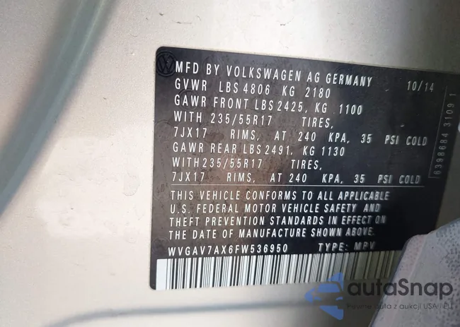 WVGAV7AX6FW536950: 43138788