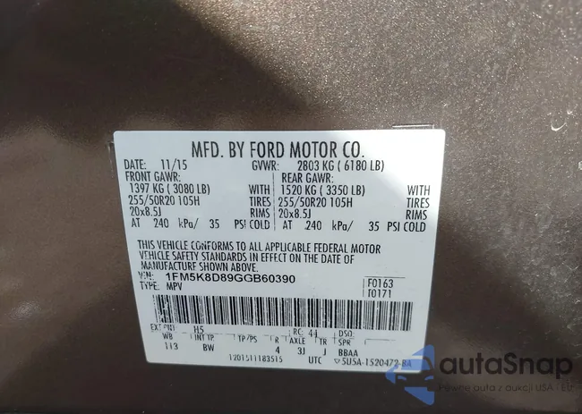 1FM5K8D89GGB60390: 43138909