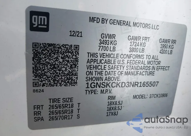 1GNSKCKD3NR165507: 43139036