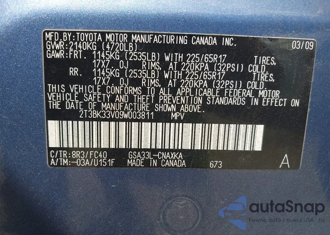 2T3BK33V09W003811: 43140079