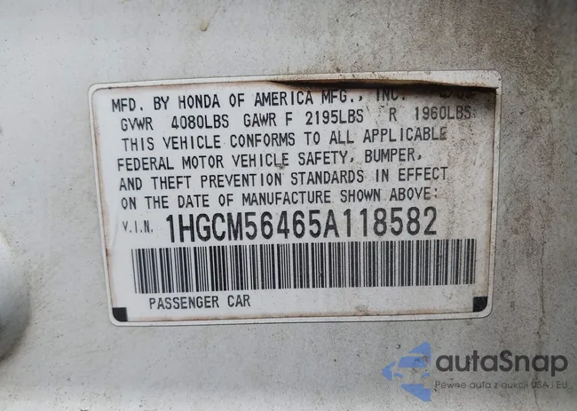 1HGCM56465A118582: 43140140