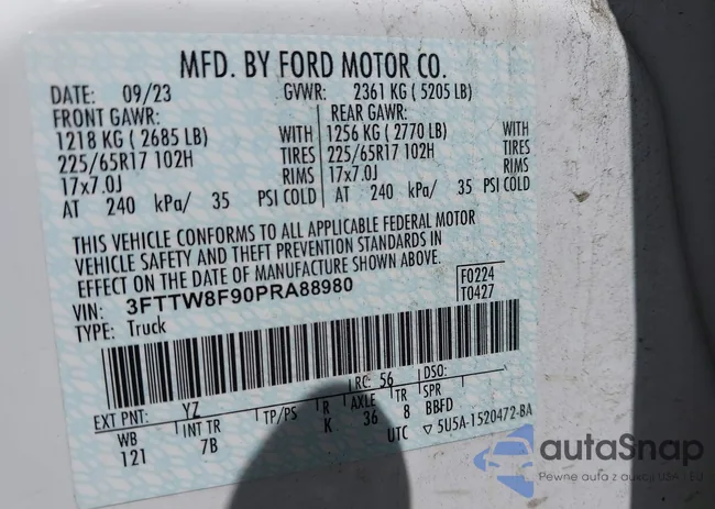 3FTTW8F90PRA88980: 43140155