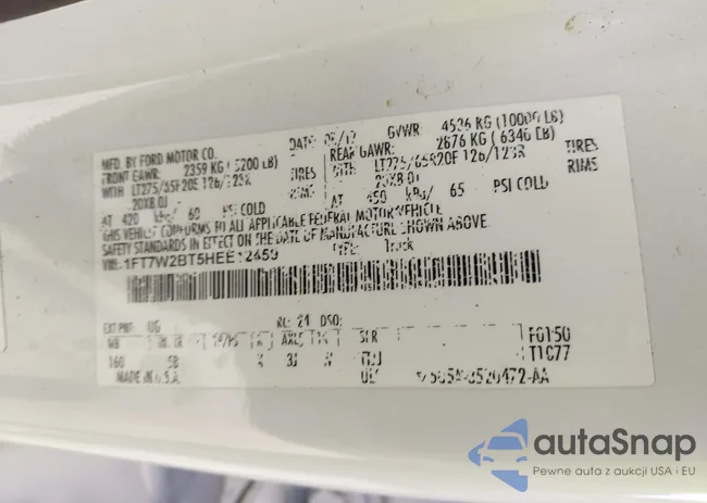 1FT7W2BT5HEE12459: 43140173