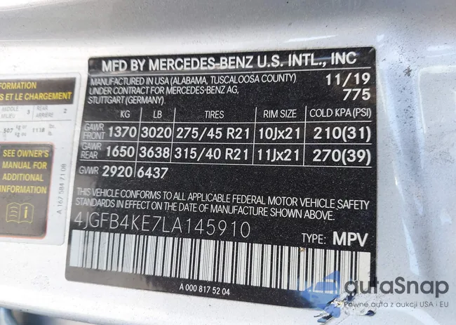 4JGFB4KE7LA145910: 43140201