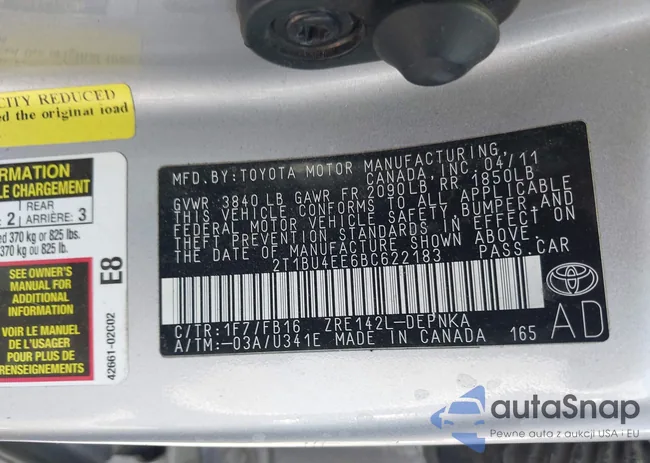 2T1BU4EE6BC622183: 43140205