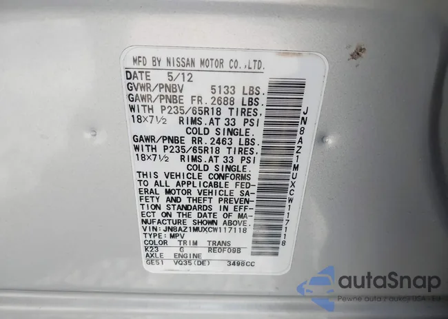 JN8AZ1MUXCW117118: 43140249