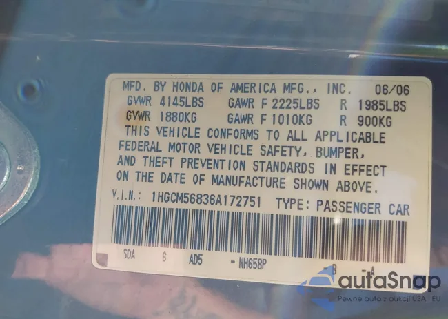 1HGCM56836A172751: 43140293