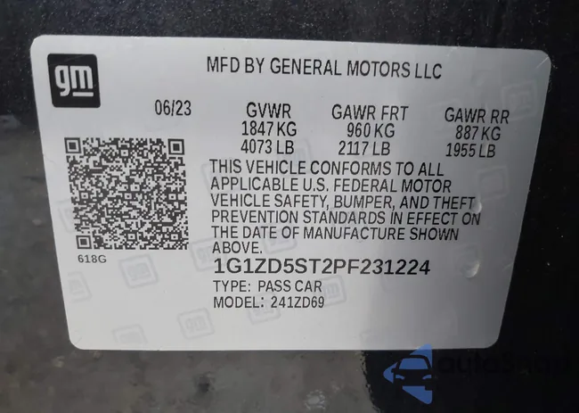 1G1ZD5ST2PF231224: 43140302