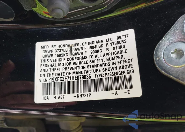 19XFC2F71HE079036: 43140357