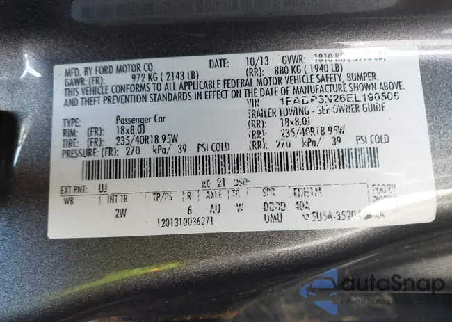 1FADP3N26EL190505: 43140369