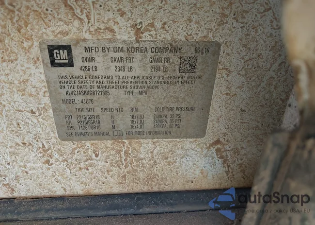 KL4CJASBXGB721885: 43140386