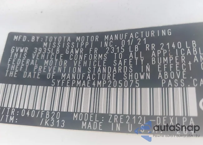 5YFEPMAE4MP205075: 43140439