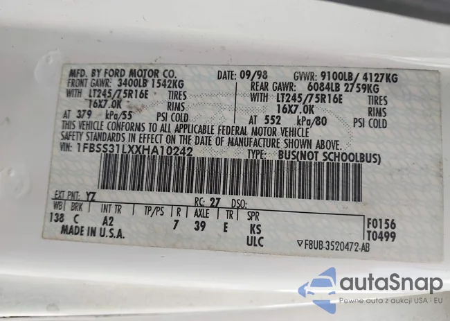 1FBSS31LXXHA10242: 43140481