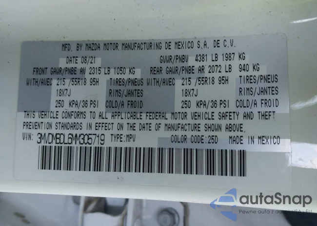 3MVDMBDL6MM305719: 43140575