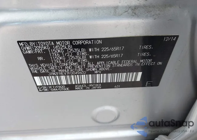 JTMZFREV7FD049602: 43140581